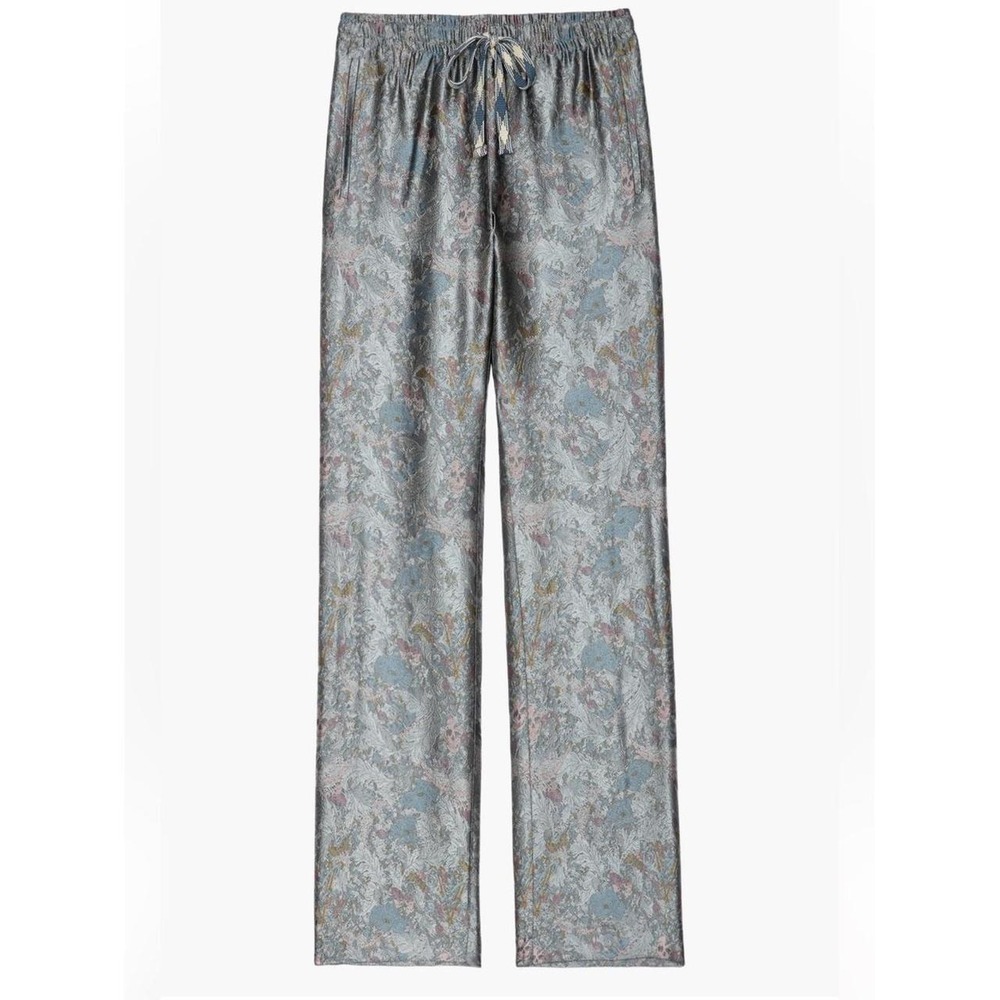 ZADIG & VOLTAIRE Pomy British Flowers Jacquard Pants Metallic Size 2 (French 34)